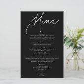 Calligraphy Minimalist Wedding Menu Black (Staand voorkant)