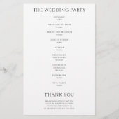 Calligraphy Minimalist Wedding Program White (Achterkant)