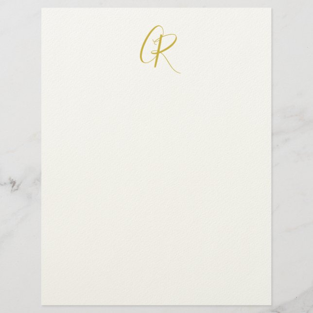 Calligraphy Monogram Gold Color Plain Modern Briefhoofd (Voorkant)