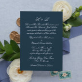 Calligraphy Monogram Navy & White Formal Wedding Kaart
