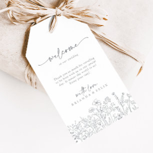 Calligraphy Neutral Wildflower Wedding Welkom Cadeaulabel