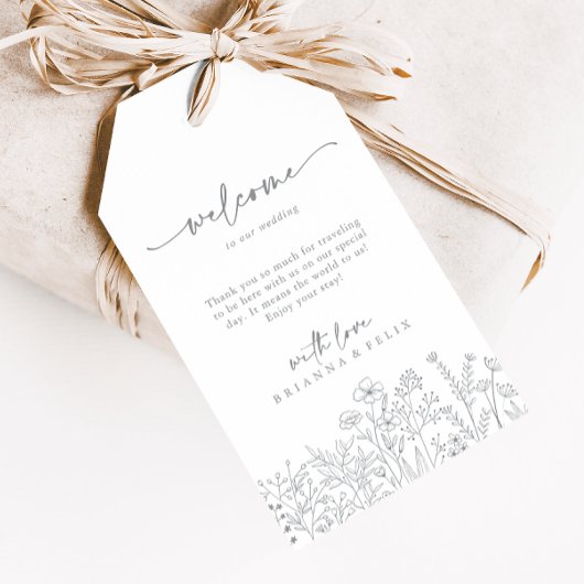 Calligraphy Neutral Wildflower Wedding Welkom Cadeaulabel