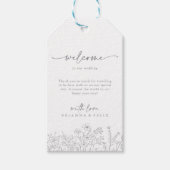 Calligraphy Neutral Wildflower Wedding Welkom Cadeaulabel (Voorkant)