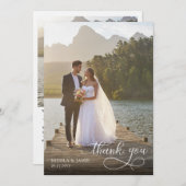 Calligraphy Overlay 2 Wedding Photo Thank You Card Kaart (Voorkant / Achterkant)