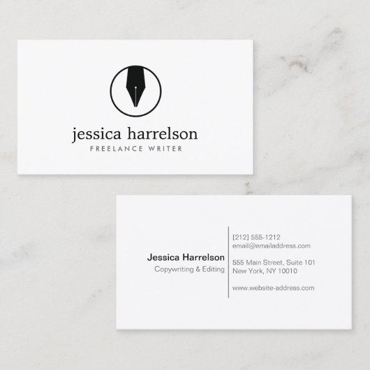 CALLIGRAPHY PEN NIB LOGO I voor auteurs of schrijv Visitekaartje (Voorkant / Achterkant)