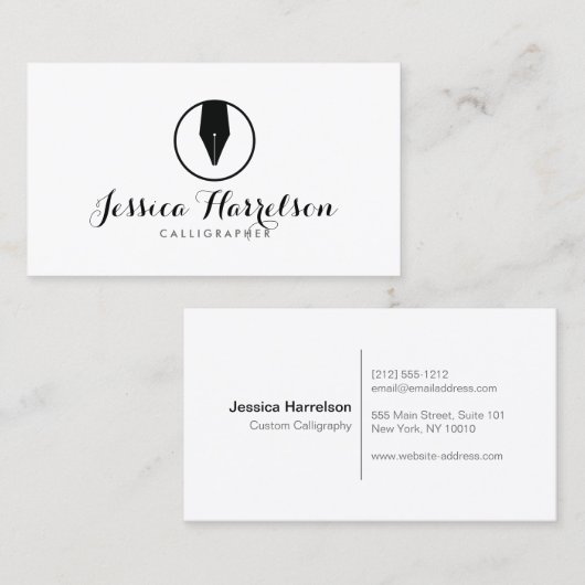 CALLIGRAPHY PEN NIB LOGO I voor kalligrafen Visitekaartje (Voorkant / Achterkant)