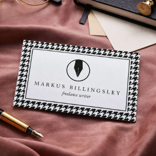 Calligraphy Penpuntlogo met Houndstooth-patroon Visitekaartje