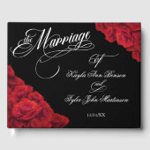 Calligraphy Photo Red Roses Black Wedding Gastenboek (Voorkant)