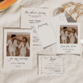 Calligraphy Photo Wedding Invite Modern Minimalist Kaart