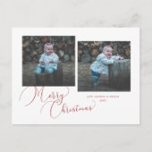Calligraphy Prettig Kerstfeest 2-foto Feestdagenkaart (Voorkant)