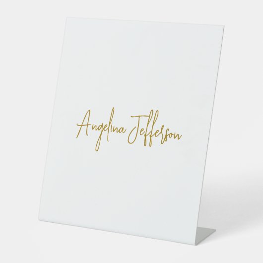 Calligraphy Professional Elegant Gold Color Reclamebord Met Voetstuk (Voorkant)