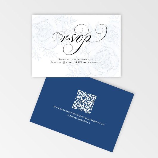 Calligraphy QR Code Wedding RSVP Response Card Kaartje