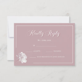 Calligraphy Roze Witte Bloemige Trouw RSVP Notitiekaartje