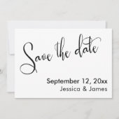 Calligraphy Save the Date Elegant Zwart op Wit (Voorkant)
