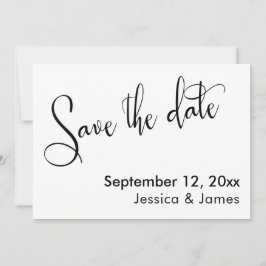 Calligraphy Save the Date Elegant Zwart op Wit