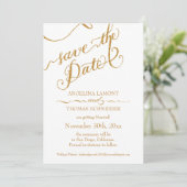 Calligraphy Schrift Forever in Love Gouden Glitter Save The Date (Staand voorkant)