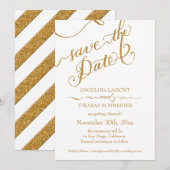 Calligraphy Schrift Forever in Love Gouden Glitter Save The Date (Voorkant / Achterkant)