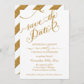 Calligraphy Schrift Voor Altijd Verliefd Gouden Gl Save The Date (Voorkant / Achterkant)