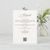 Calligraphy Script Details Wedding Informatiekaartje (Staand voorkant)