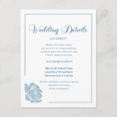 Calligraphy Script Dusty Blue Floral Wedding Informatiekaartje (Voorkant)