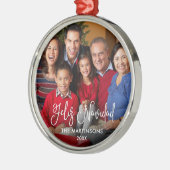 Calligraphy Script Feliz Navidad Photo Metalen Ornament (Links)