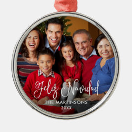 Calligraphy Script Feliz Navidad Photo Metalen Ornament