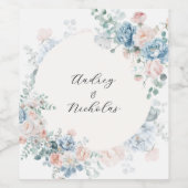 Calligraphy Script Floral Wedding Wijn Etiket (Enkel label)