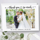 Calligraphy Script Heart Wedding Photo Bedankkaart