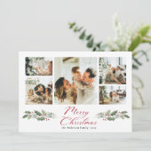Calligraphy Script Merry Photo Collage Christmas Feestdagenkaart (Staand voorkant)