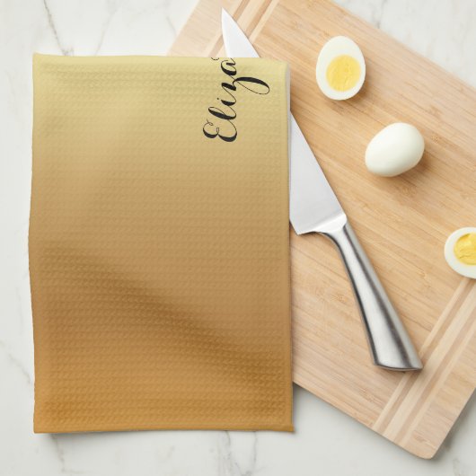 Calligraphy Script Name Stylish Black And Gold Theedoek (Quarter Fold)