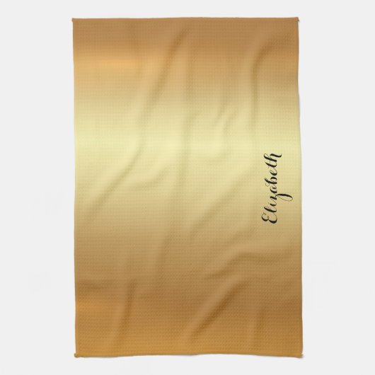 Calligraphy Script Name Stylish Black And Gold Theedoek (Verticaal)