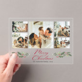 Calligraphy Script Photo Collage Christmas Card Acryl Uitnodigingen (Insitu (Draagbaar))