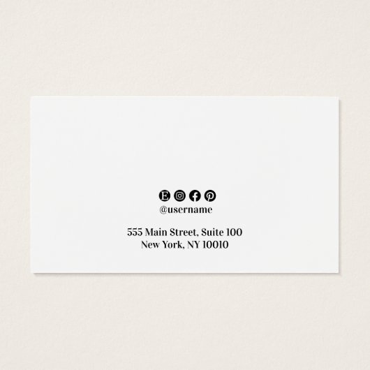 Calligraphy Script Plain White Earring Display Visitekaartje (Achterkant)