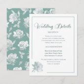 Calligraphy Script Sage Green Floral Wedding Informatiekaartje (Voorkant / Achterkant)