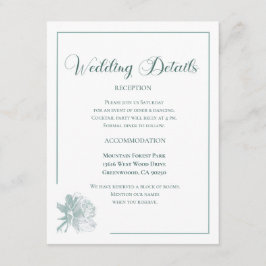 Calligraphy Script Sage Green Floral Wedding Informatiekaartje