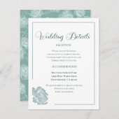 Calligraphy Script Sage Green Floral Wedding Informatiekaartje (Voorkant / Achterkant)