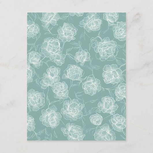 Calligraphy Script Sage Green Floral Wedding Informatiekaartje (Achterkant)