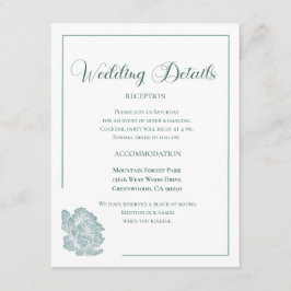 Calligraphy Script Sage Green Floral Wedding Informatiekaartje