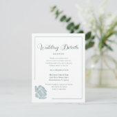 Calligraphy Script Sage Green Floral Wedding Informatiekaartje (Staand voorkant)