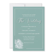 Calligraphy Script Sage Green Floral Wedding