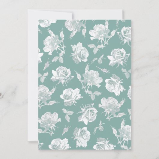 Calligraphy Script Sage Green Floral Wedding Kaart (Achterkant)
