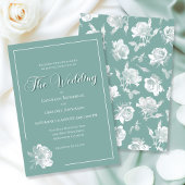 Calligraphy Script Sage Green Floral Wedding Kaart