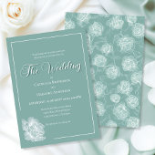 Calligraphy Script Sage Green Floral Wedding Kaart