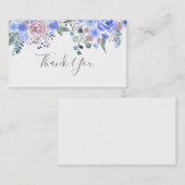 Calligraphy script Wedding THANK YOU Blue Visitekaartje (Voorkant / Achterkant)