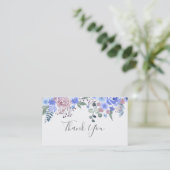 Calligraphy script Wedding THANK YOU Blue Visitekaartje (Staand voorkant)