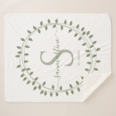Calligraphy Script Wreath Monogram Sherpa Deken (Voorkant (horizontaal))