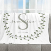 Calligraphy Script Wreath Monogram Sherpa Deken