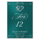 Calligraphy & Silver Hart - Turquoise Tafelnummer (Voorkant)