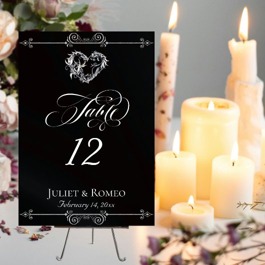Calligraphy & Silver Hart - Zwarte Tafelnummer