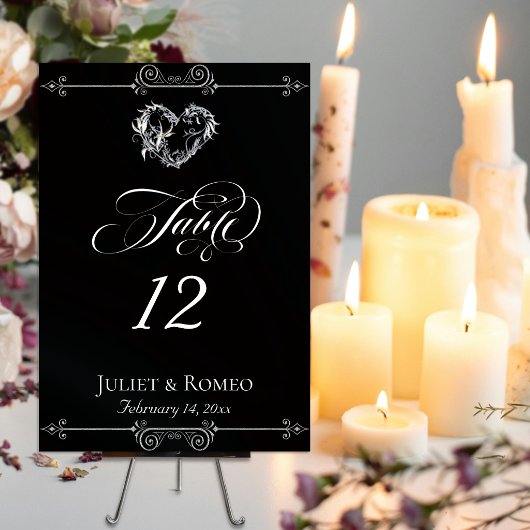 Calligraphy & Silver Hart - Zwarte Tafelnummer